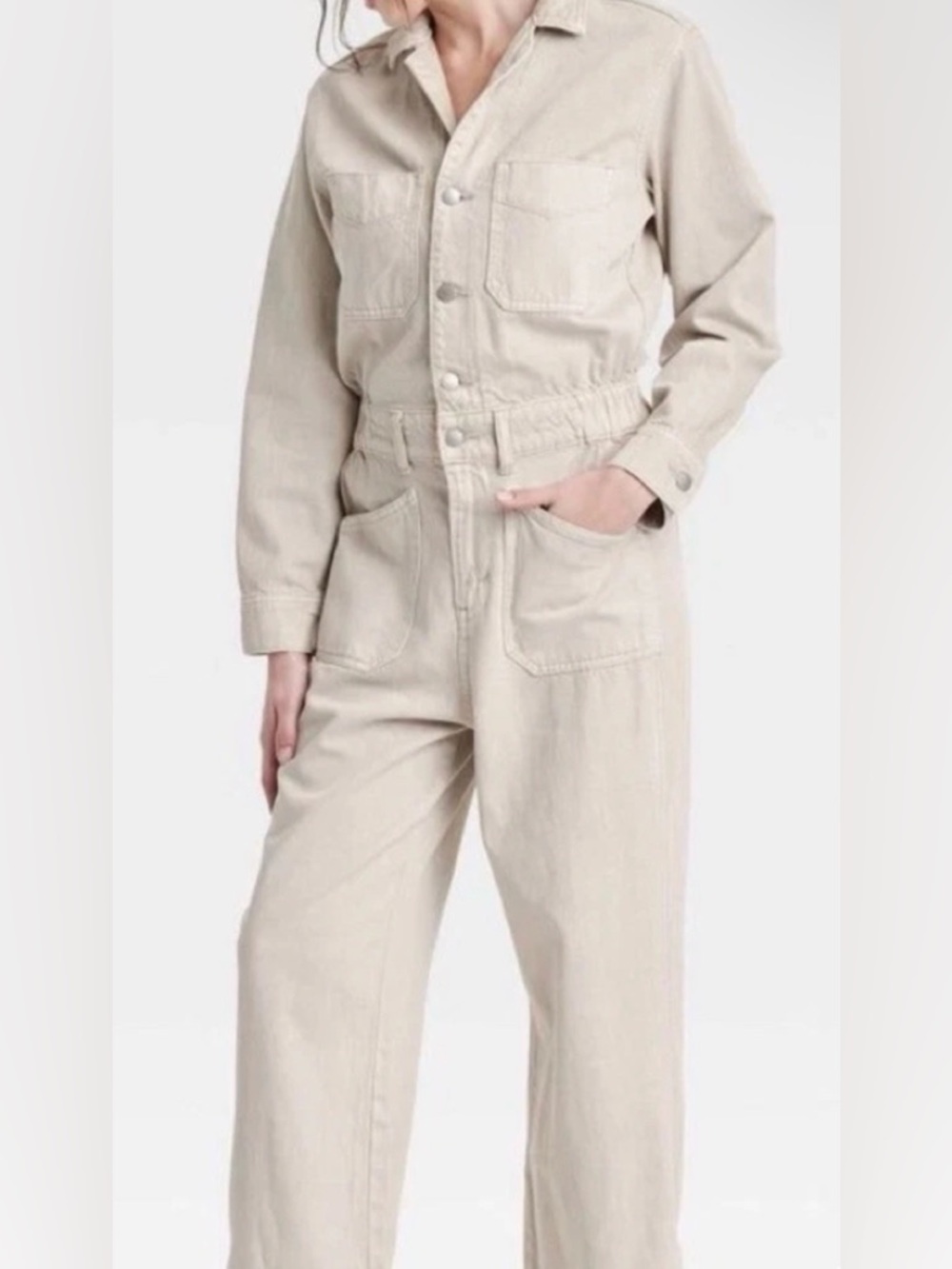 NWT Universal Thread Beige Utility Jumpsuit - Picture 4 of 4
